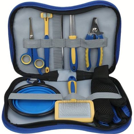 Kit de nettoyage et de toilettage pour animaux et gants - Outils de toilettage, de massage et de bain pour chats et chiens avec nettoyage amélioré