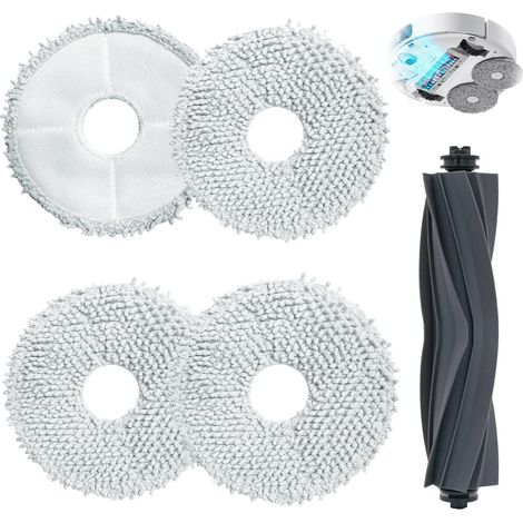 5 Pièces Set d'accessoires pour Aspirateur, pour Dreame L10s Ultra, Dreame S10, S10Pro, Rechange för Aspirateur, Attirail de Accessoire Comprenant 1 Brosse Principale, 4 Chiffons de Nettoyage (1/5)