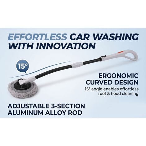 Brosse lavage voiture incurvée 15° manche télescopique aluminium 55-115cm berlines SUV noir blanc (1/5)