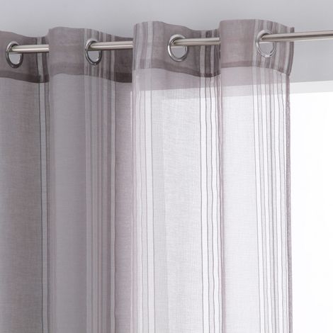 Voilage tissé lignes verticales Lisa 140 x 240 cm Atmosphera - Gris