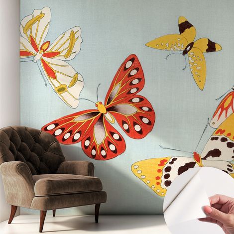 Papier peint autocollant avec imprimé pour intérieur moderne application facile a motif Papillons artistiques 250x250 cm (1/5)