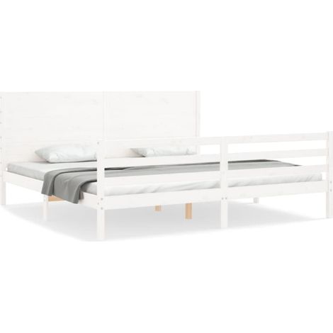 Maison Exclusive - Cadre de lit sans matelas blanc 200x200 cm bois massif (1/5)