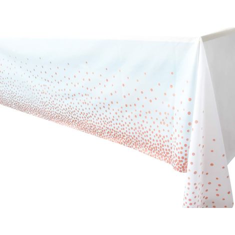 Nappe Jetable - 137 x 274 cm - Motif Confettis à Pois Or Rose - Pour Fêtes et Événements - Lot de 4 (1/5)