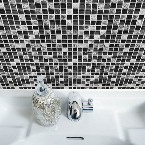 Lot de 10 autocollants carrelage adhésifs décoratifsDIY stickers mur cuisine crédence salle de bain amovibles protection entretien maison PVC 15x15 cm