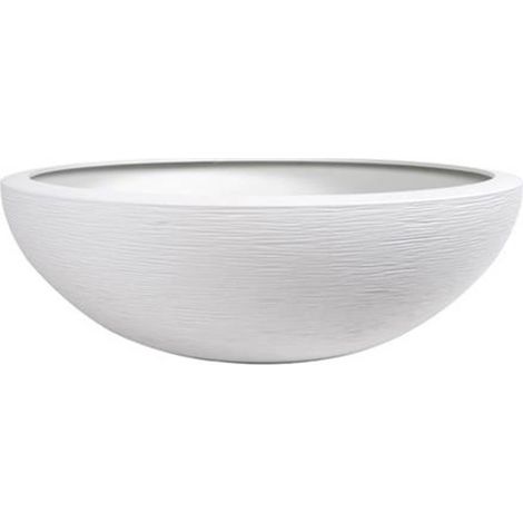 EDA – Pot de fleurs vasque rond 40 cm – Blanc cérusé – Hauteur 16,5 cm – Contenance 14,9 L – En polypropylène, fabriqué en France