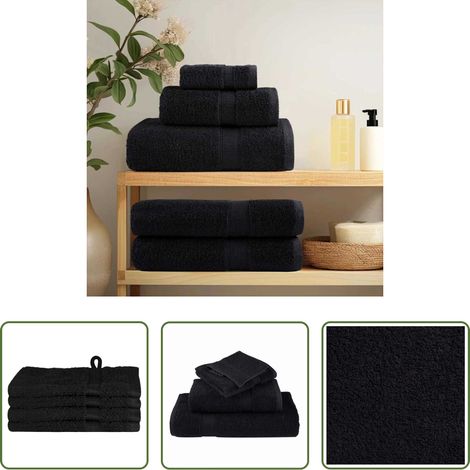 vidaXL Baumwolle - Gästetuch SOLUND 4 pcs Schwarz 15 x 21 cm 550 gsm (1/5)