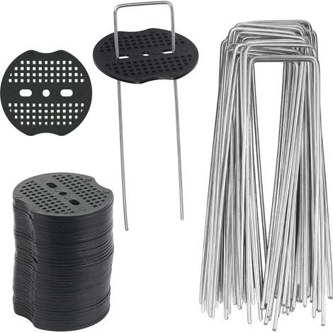 40 Pcs Piquets de Jardin, Sardine Bache avec 40 Rondelles, Piquets de Fixation pour Bàche Toile Paillage, Tissu de Mauvaises Herbes, Feuilles de Sol Tente 15x4cm (1/5)