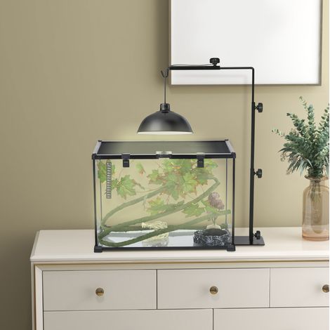 Höhenverstellbarer Halter für Terrarium-Wärmelampe 40x15x95 cm Schwarz HAVRYA (1/5)