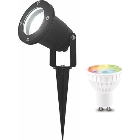 Lumihome – Spot piquet extérieur GU10 – Compatible ampoules LED jusqu'à 10W – IP64 – ABS noir – Dimensions 90x280mm – 220-240V