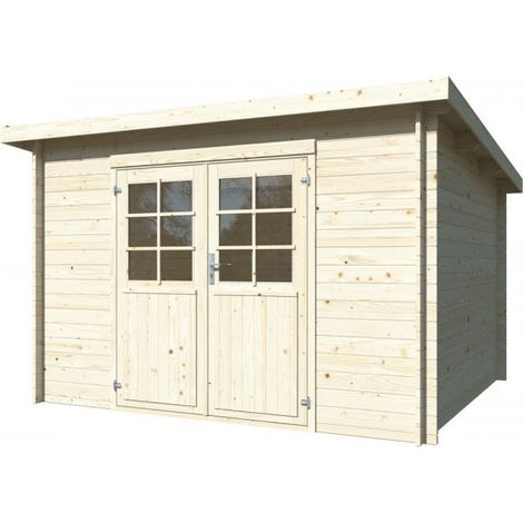 Casetta in Legno Naturale 28 mm 322x292 cm Blockhouse Doppia Porta (1/5)
