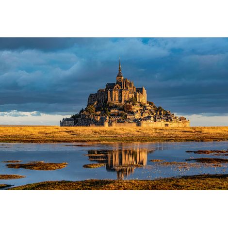 Tableau sur toile Lever du jour Mont St-Michel 65x97 cm - Impression sur Toile Murale Décorative - Image imprimée en HD sur Toile - Toile sur Châssis en Bois FSC - Fabriqué en France (1/5)