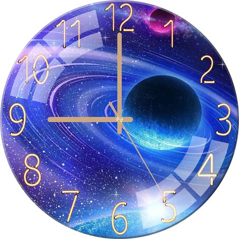 30 cm große Glaswanduhr, moderne, geräuschlose runde Quarzuhr ohne Ticken, Wanduhr für Wohnzimmer, Küche, Schlafzimmer, Büro (1/5)