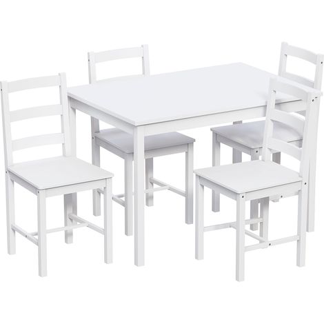 Yorkshire 4 Seater Wooden Dining Table Set Chairs Kitchen Room Furniture, White