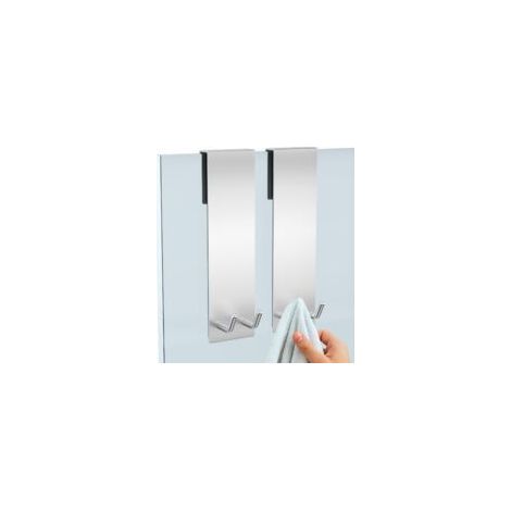 2-teiliger Türhaken, Badezimmerhaken, Handtuchhaken, Duschtürhaken, Handtuchhaken ohne Bohren, gebürsteter Edelstahl, passend für 6–12 mm dickes Glas (1/5)