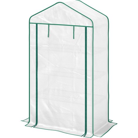 Serre de jardin balcon étagère serre 4 niveaux 90 x 49 x 160 cm acier galvanisé bâche amovible PE haute densité blanc