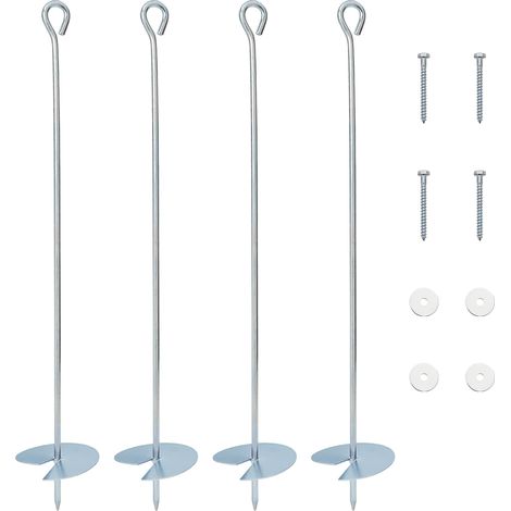 vidaXL Earth anchor 4 pcs Silver Ø10 x 60 cm Galvanized Metal