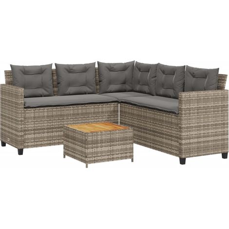 Maison Exclusive - Sofá de jardín en forma de L con mesa y cojine (1/5)