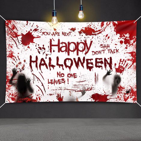 CSPARKV Halloween Banner, 180 x 110 cm, Halloween Garage Banner, Hand Printed Halloween Background Banner, Horror Party Indoor and Outdoor Decoration (1/5)