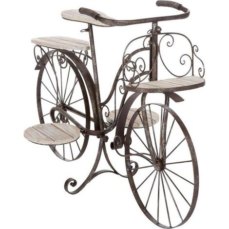Filiyano – Support pour plantes « Vélo » en métal et bois H59cm - Atmosphera Interior Designer Noir (1/5)
