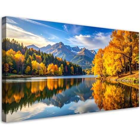 Wandbild Landschaft Herbst See Berge Natur 80x40 cm