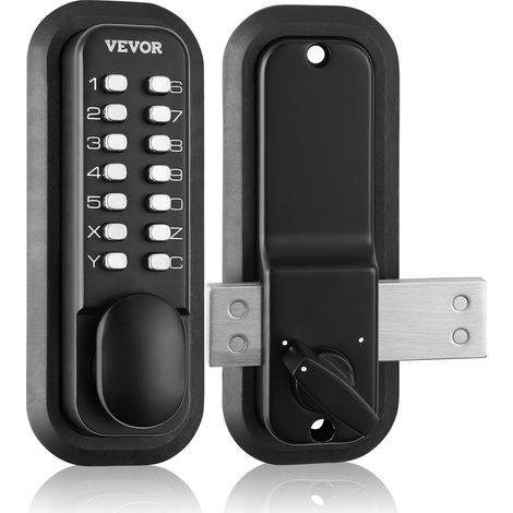 Serrure de Porte Mécanique sans Clé Verrou à Code Clavier à 14 Touches Poignée de Porte d’Entrée Extérieure en Alliage de Zinc Installation Facile pour les Portes d'Une Épaisseur de 35 à 65 mm (1/5)