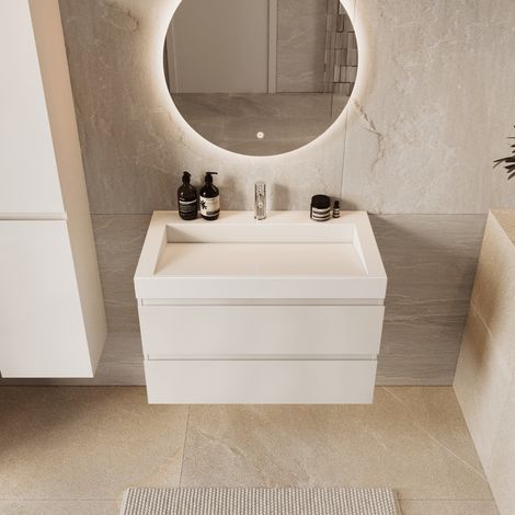 LOMAZOO Ensemble meuble de salle de bain Azuro 80 cm - Blanc