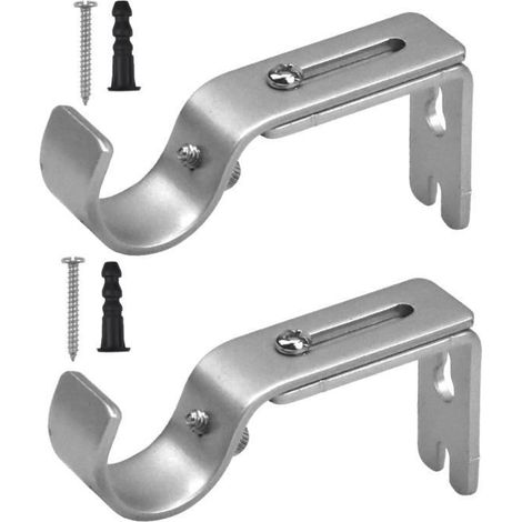 Deux supports de tringle à rideaux muraux réglables avec vis et trous de perçage supports de tringle à rideaux en métal. (1/5)
