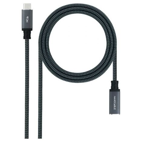 Cable Alargador USB Tipo-C 3.2 Nanocable 10.01.4501-L150-COMB/ USB Tipo-C Macho - USB Tipo-C Hembra/ 1.5m/ Negro