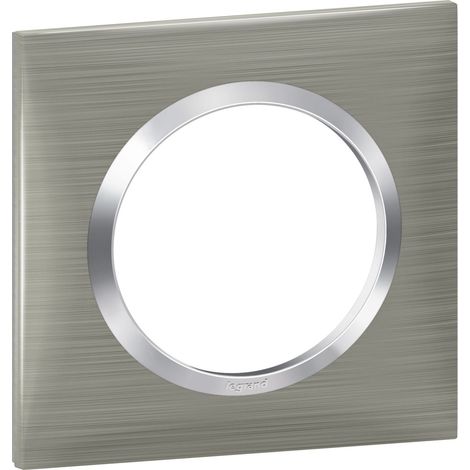 Legrand – Plaque carrée Dooxie 1 poste – Finition effet inox brossé – Compatible avec mécanismes Dooxie – Design moderne pour intérieur (1/7)