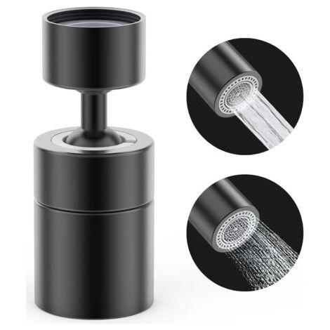 360° Pivotant Aérateur Robinet 2 Modes Réglable Cuisine Robinet En Laiton Massif Interrupteur Tournant Douche Moussante Filtre Adaptateur Économiseur Pour Toilette Salle De Bain (Robinet Laqué)