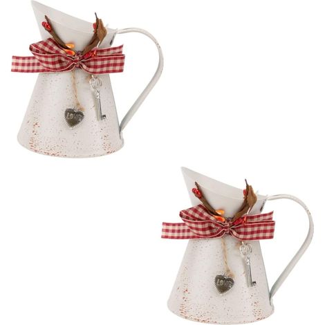 2pièces Seau De Fleurs Fer Vintage Pot De Jardin Décoratif pour Fleurs Et Rangement Style Rustique Élégant Accessoire Pratique pour Décoration Intérieure Et Extérieure (1/5)