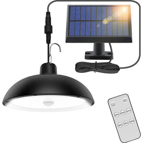 Lámpara solar para exteriores, 78 LED, 4 modos con sensor de movimiento, control remoto, panel solar ajustable 360°, resistente al agua IP65. (1/5)