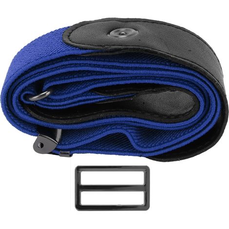 Ceinture élastique stretch bleue pour jeans homme femme, accessoire mode avec boucle argentée, taille réglable.