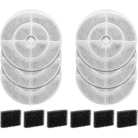 Filtres de Fontaine à Eau pour Chien de 18 cm, Triple système de Filtration pour Chien de Compagnie Filtre Fontaine de Remplacement pour 2.5Gal / 9.5L Chien Bol Filtre (1/5)