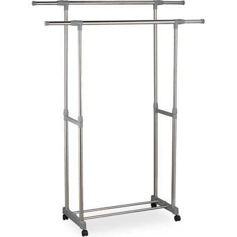 AppendIABiti doppio mobile con 2 aste regolabili 80 x 45 x 160 cm pratico spazio portaoggetti in metallo nero 130008505