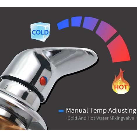 Miscelatore per acqua calda e fredda con uscita unidirezionale, deviatore per rubinetto doccia in ottone elettrolitico filettato/per vasca, foro largo, cartuccia in ceramica, staffa a U. (1/4)