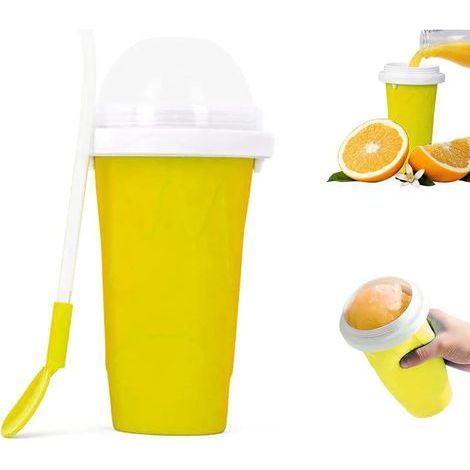 Magischer Slush-Becher, Crushed-Ice-Becher, Sommer-Eisshaker, Eisbecher, Smoothie-Becher (GELB)