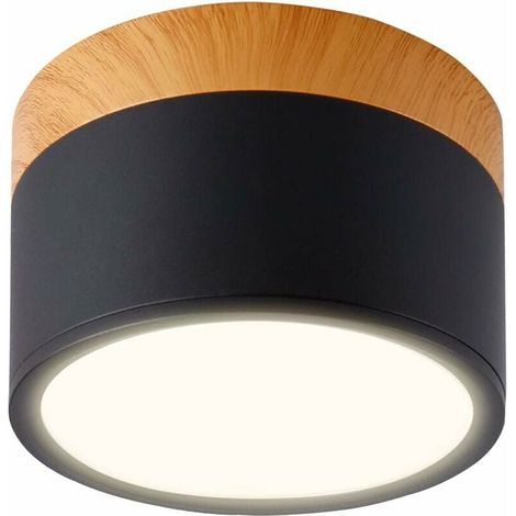 Spot Plafonnier LED Rond Noir Blanc Chaud 12W Ø100mm 230V 3000K Plafonnier Aluminium pour Couloir Chambre Salle à Manger Cuisine Salon -[Classe énergétique A+] (1/4)