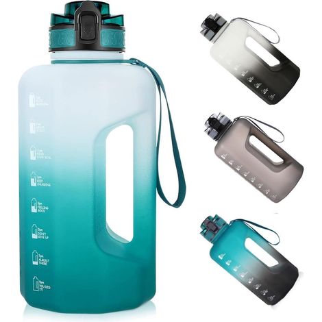 Trinkflasche 2.2L BPAfrei Auslaufsicher Zeitmarkierung Zyan (1/5)