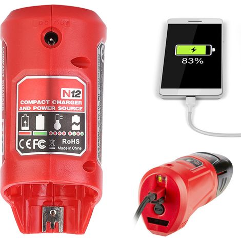 Tragbares USB-Akkuladegerät und Stromquelle passend für Milwaukee 48-59-1201 M12 (1/5)