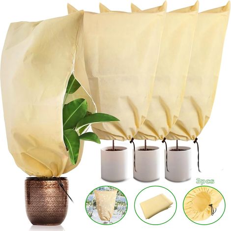 Schutzhülle für Pflanzen, 3er-Pack Pflanzen-Überwinterungsabdeckung (80 x 120 cm – 80 g/m²), Pflanzen-Überwinterungssegel, Überwinterungsabdeckung, mit Kordelzug und Reißverschluss-Überwinterungssegel (1/5)