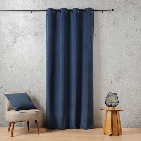 Rideau thermique aspect velours « Baltic » 135 x 260 cm – 410 g - 135x260cm - Bleu marine (1/2)