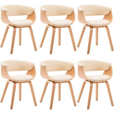 Maison Exclusive - Esszimmerstühle 6 Stk. Creme Bugholz und Kunst