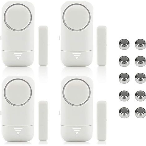 Lot de 4 alarmes magnétiques sans fil 120dB – Détecteurs anti-intrusion pour fenêtres et portes – Installation facile avec ruban adhésif (1/5)
