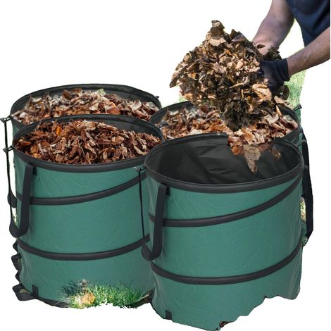 Bolsas para residuos de jardín, diseño resistente, desplegables con tapa de cremallera, color verde claro. (1/2)
