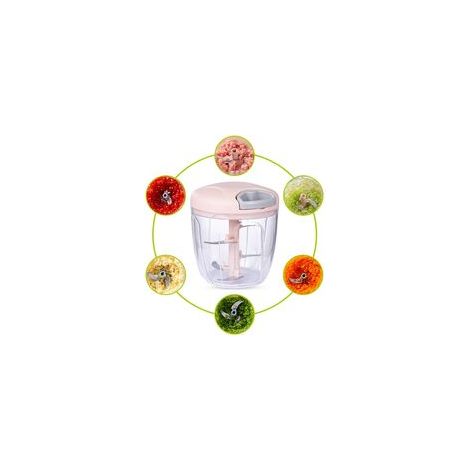 Tritatutto manuale rotante da 500 ml per aglio, verdure, affettatrice, frutta e aglio, utensili da cucina, frullatore, tritacarne, 1 pezzo (rosa) - Crezuo