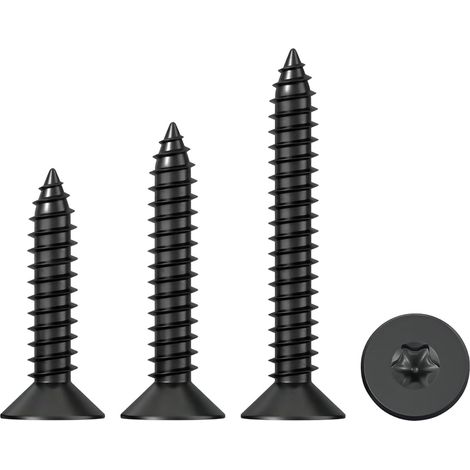 50 Pièces M4x16mm Vis Autotaraudeuse, Vis à Tête Cylindrique Torx en Acier Inoxydable, Filetage Complet, pour Fixation du Bois, Noir (1/5)