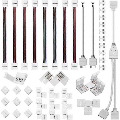 Kit de connecteurs pour ruban LED 5 broches, pour ruban LED RGBW 12 mm. Comprend un connecteur en T à 5 broches. (1/4)