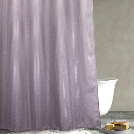 Rideau de douche extra long en lavande: 213 cm Lilas violet clair gaufré en tissu polyester résistant pour salle de bain Rideau de bain en tissu polyester épais hydrofuge lavable 183 x 214 cm de (1/5)