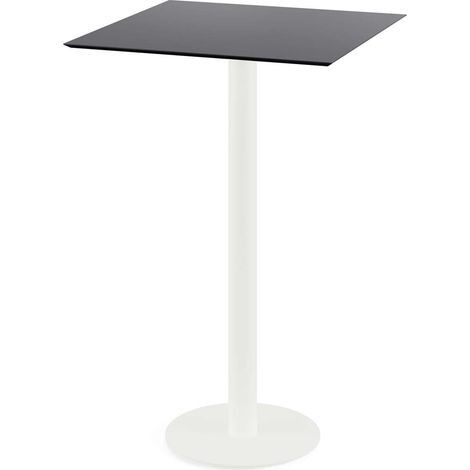 Urban mange-debout avec piètement blanc + plateau HPL noir 70x70 cm - Veba